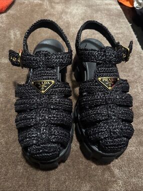 Prada Monolith crochet cage sandal size 39